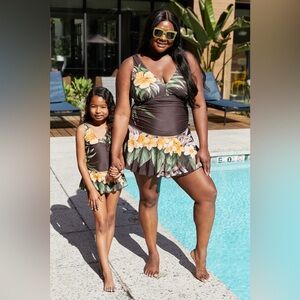 Marina West Swim Clear Waters Swim Dress in Aloha Brown